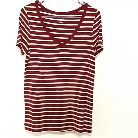 Merona wine red white stripe Medium - Picture 1 of 4